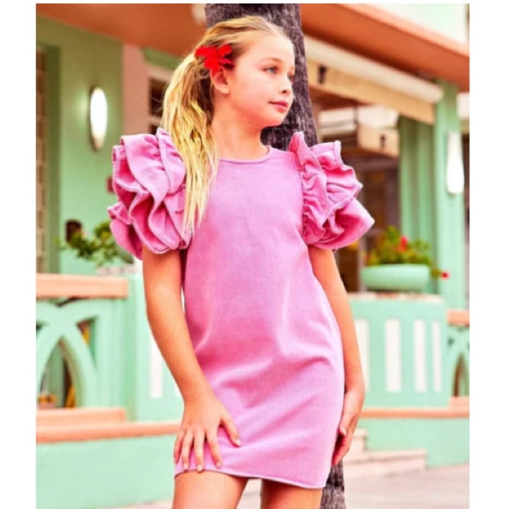 Lola + The Boys Pink Puff Sleeve Dress